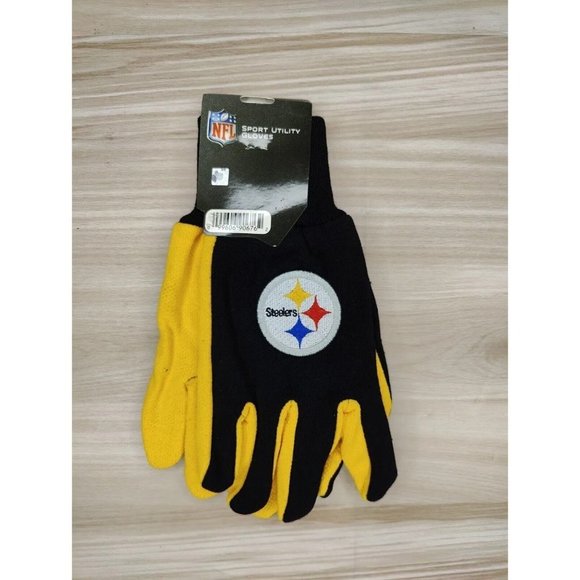 NFL Pittsburgh Steelers Adult Utility Work Garden Gloves Embroidered Logo C29 - Picture 2 of 5